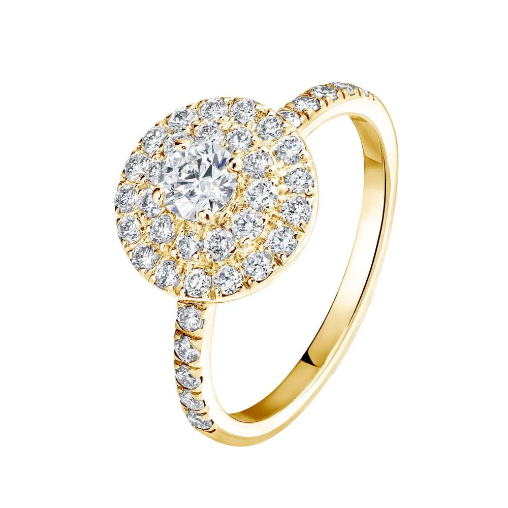 Bague Or jaune Diamant Rétromantique Duo Pavée 2