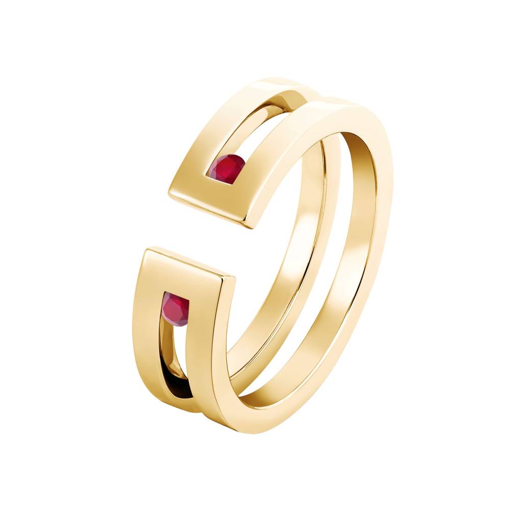 Bague Or jaune Rubis Thésée Duo 2