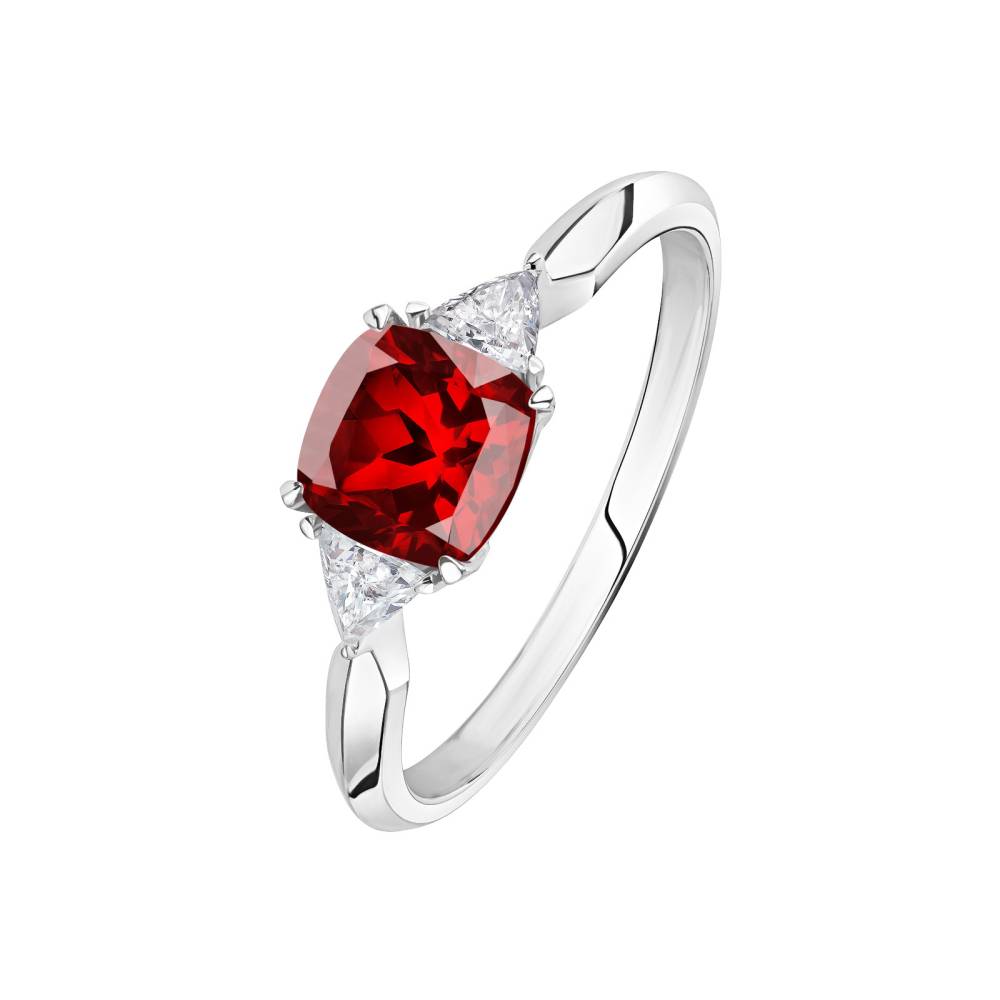 Ring Platinum Garnet and diamonds Kennedy 2