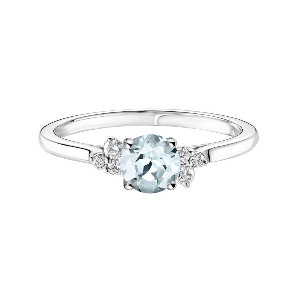 Ring Platinum Aquamarine and diamonds Baby EverBloom 5 mm 2