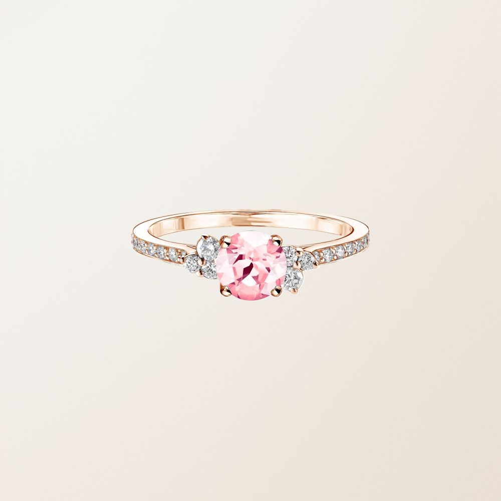Ring Rose gold Tourmaline and diamonds Baby EverBloom 5 mm Pavée 2