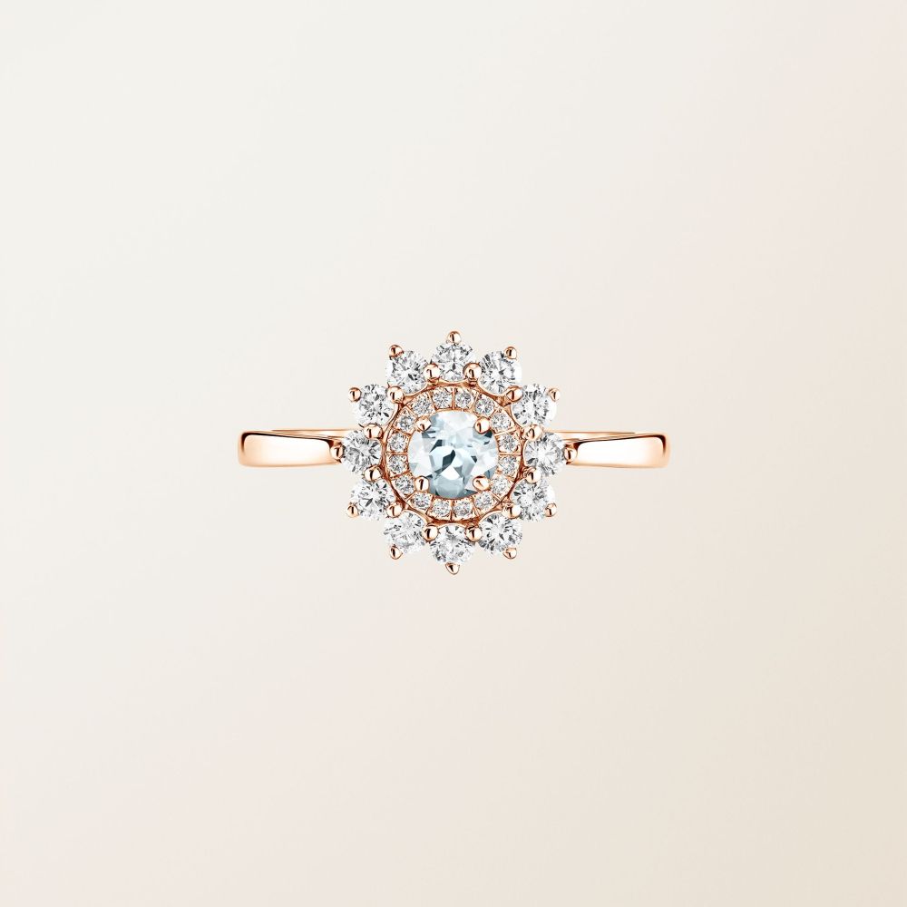 Bague Or rose Aigue-marine Lefkos 4 mm 2