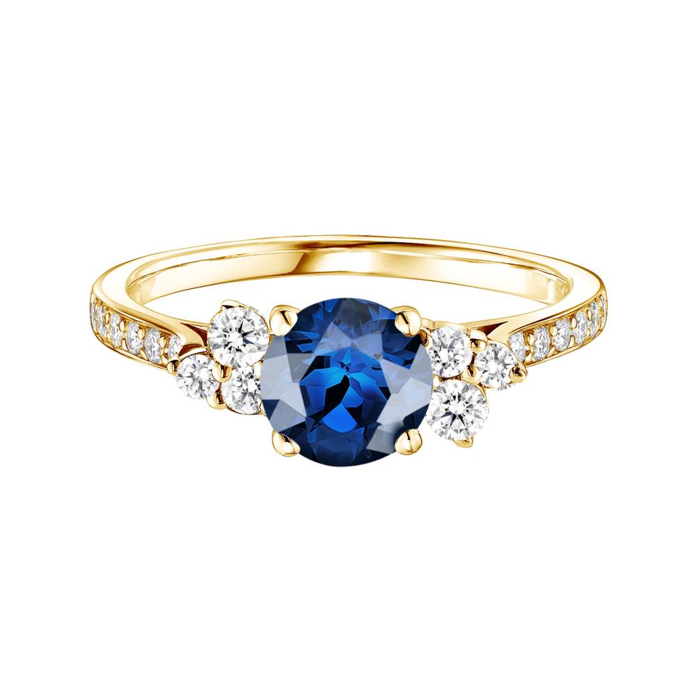 Ring Gelbgold Saphir und diamanten Baby EverBloom 6 mm Pavée 2