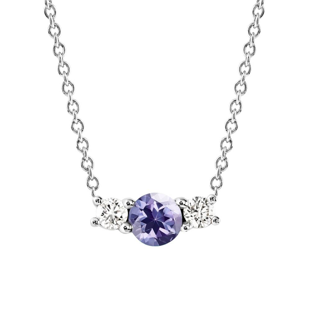 Pendentif Or blanc Tanzanite et diamants Lady Duo 2