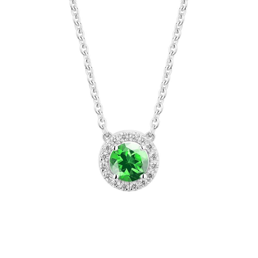 Pendentif Or blanc Tsavorite et diamants Rétromantique S 2