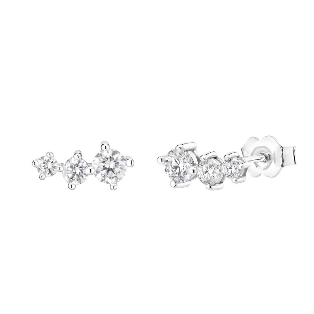 Boucles d'oreilles Or blanc Diamant Lady Trio 2