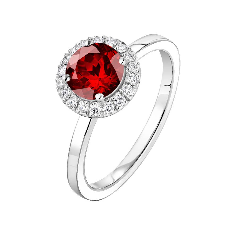 Ring Platinum Garnet and diamonds Rétromantique L 2