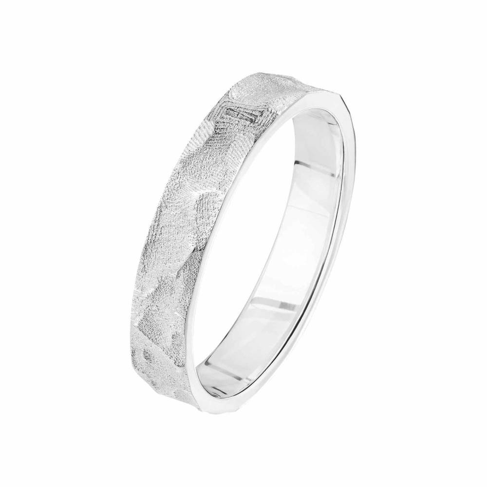 Wedding band Platinum St-Honore 4 mm Martelée 2