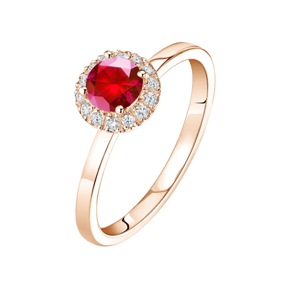 Bague Or rose Rubis et diamants Rétromantique M 2