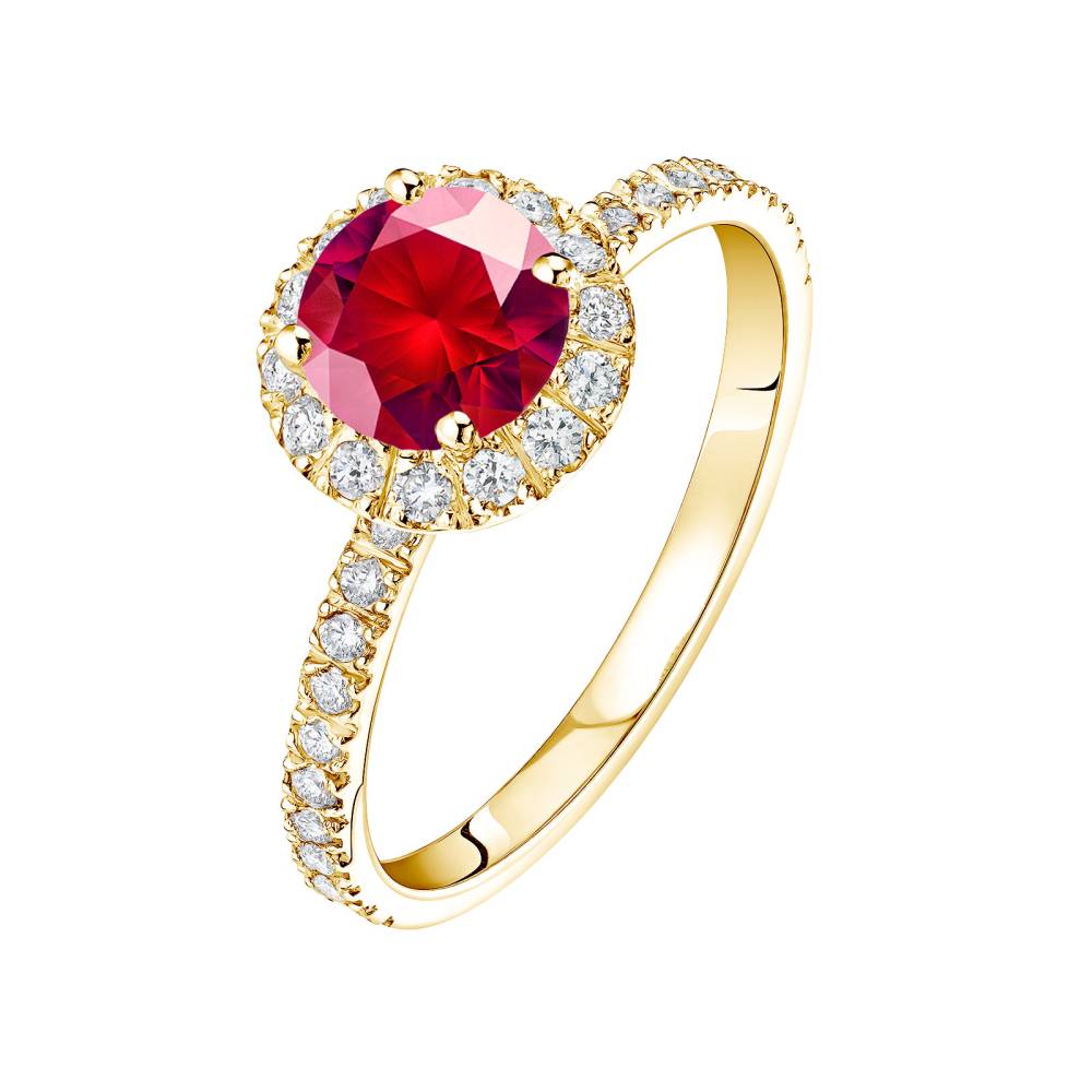 Ring Yellow gold Ruby and diamonds Rétromantique L Pavée 2