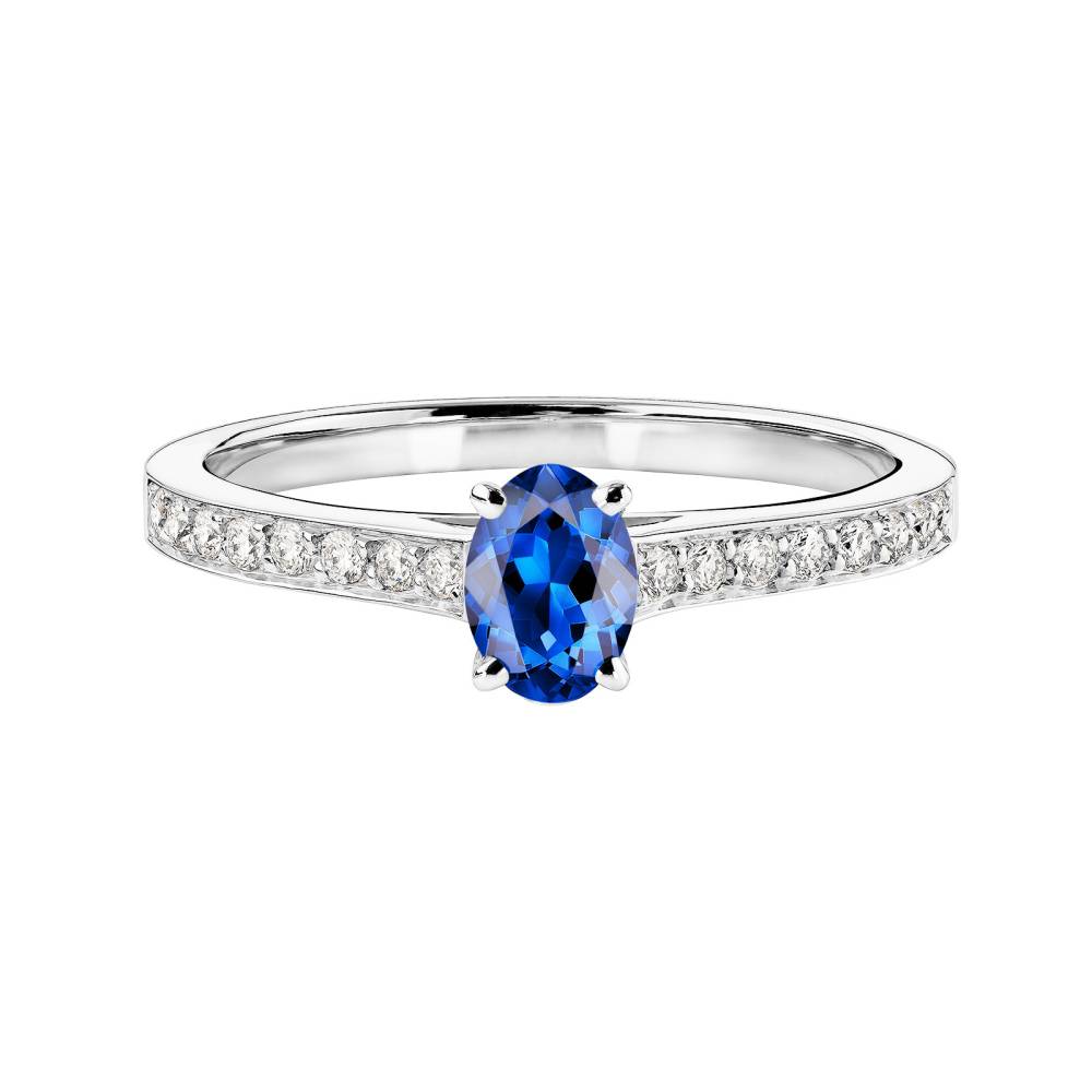 Ring White gold Sapphire and diamonds Lady Ovale Pavée 2