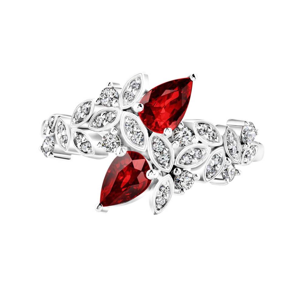 Ring White gold Garnet and diamonds EverBloom Toi & Moi 2