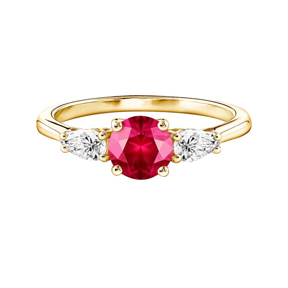 Ring Yellow gold Ruby and diamonds Lady Duo de Poires 2