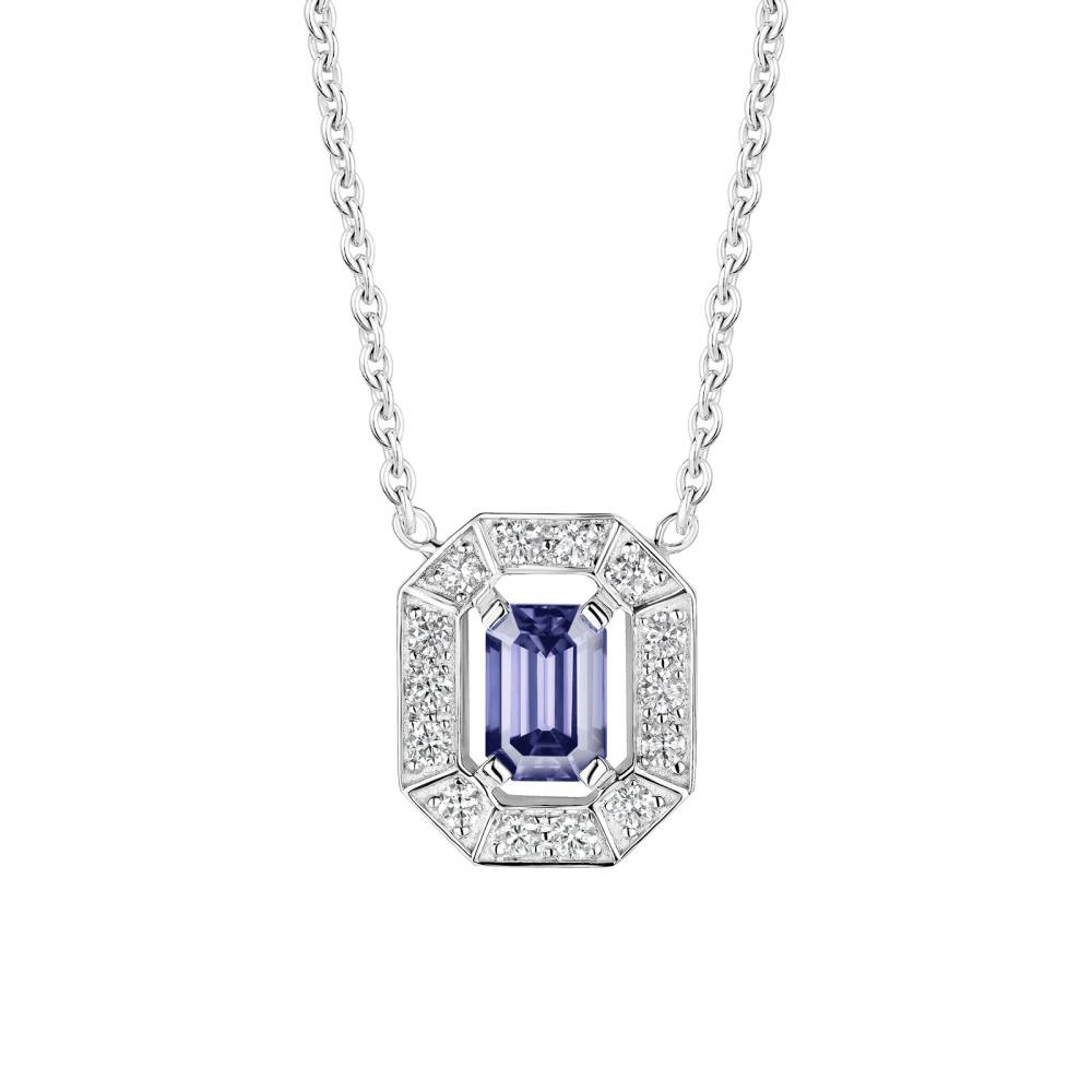 Pendant White gold Tanzanite and diamonds Art Déco 2