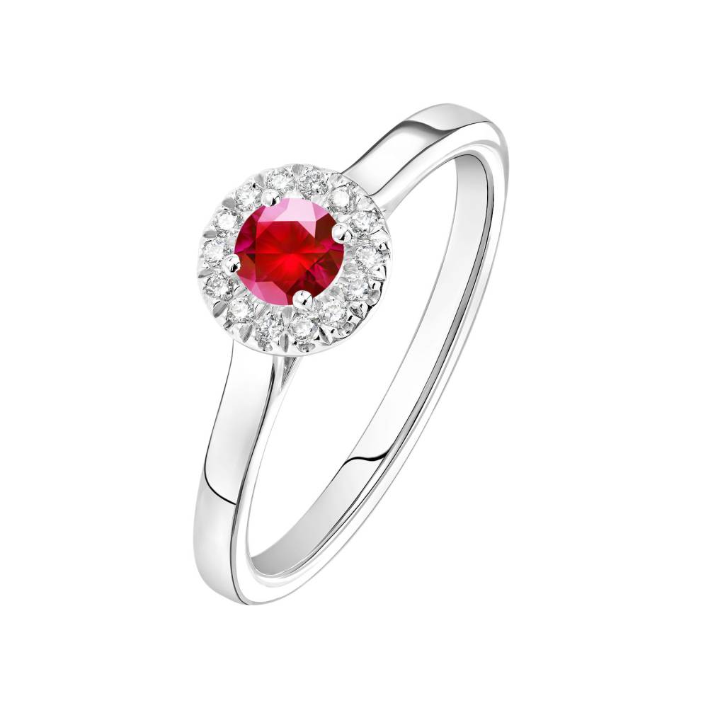 Bague Or blanc Rubis et diamants Rétromantique S 2