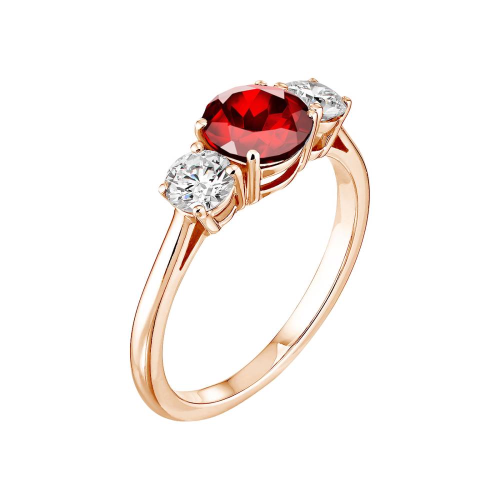 Bague Or rose Grenat Lady Duo 2