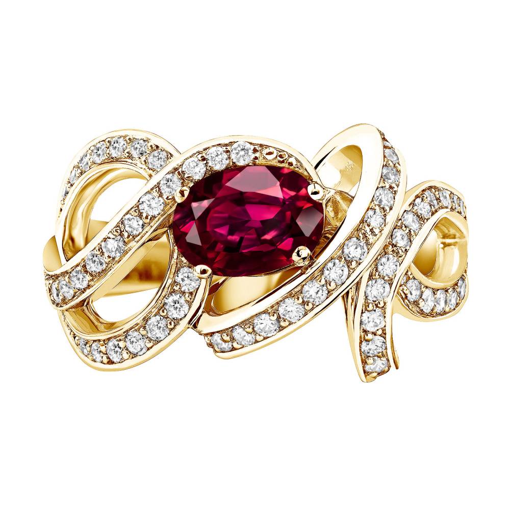 Ring Yellow gold Ruby and diamonds Olympia 2