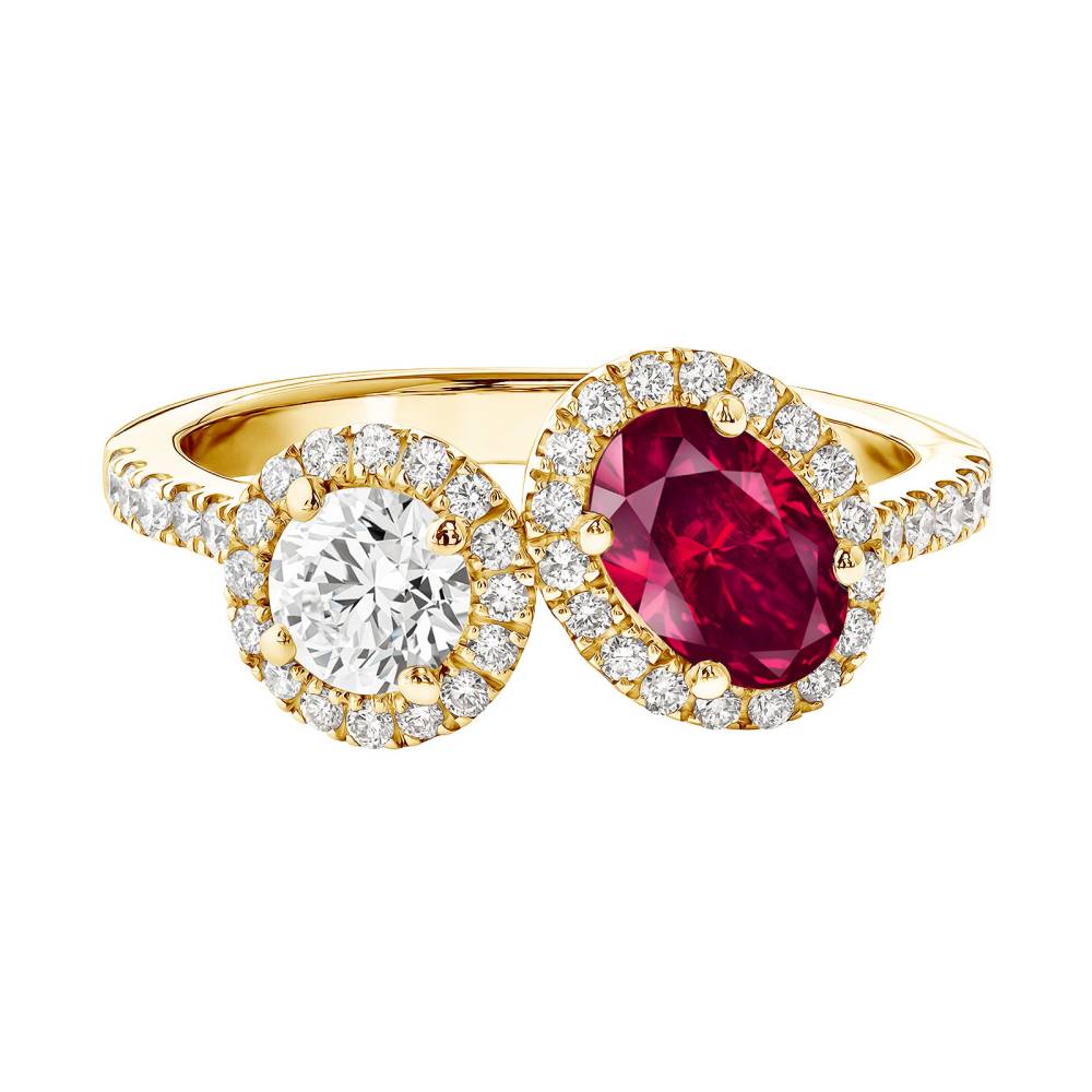 Ring Yellow gold Ruby and diamonds AlterEgo Ovale L 2