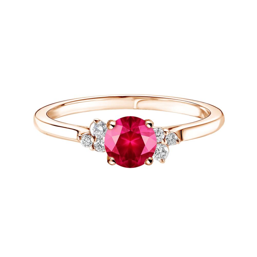 Bague Or rose Rubis et diamants Baby EverBloom 5 mm 2