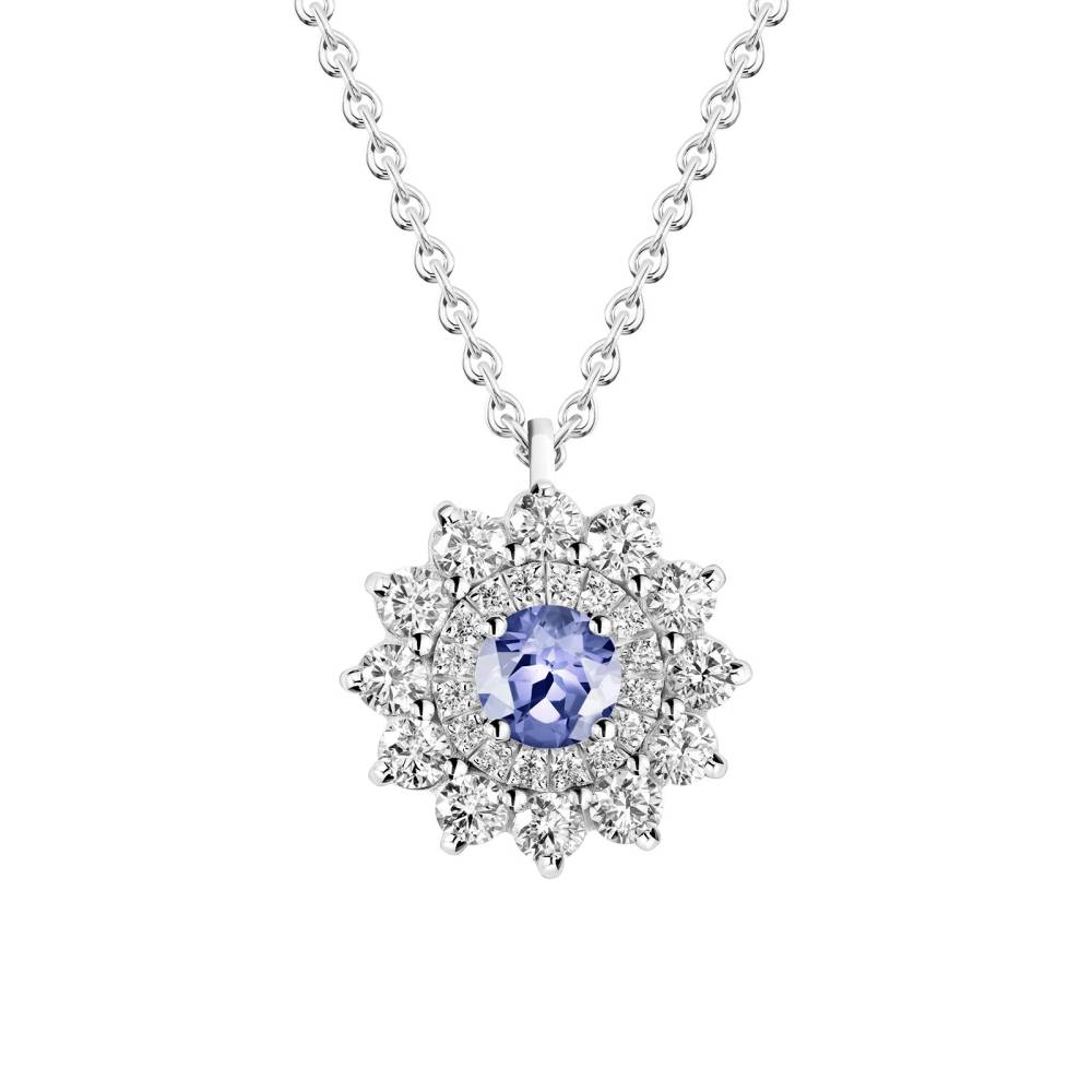 Pendentif Or blanc Tanzanite et diamants Lefkos 2