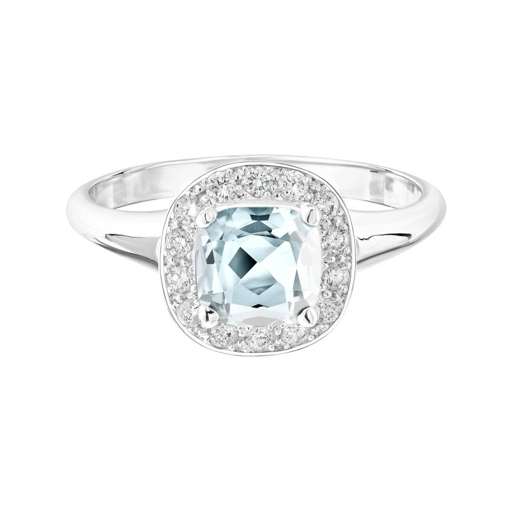 Ring White gold Aquamarine and diamonds Mada 2