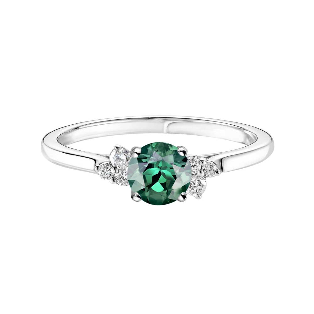 Ring Platinum Green Tourmaline and diamonds Baby EverBloom 5 mm 2