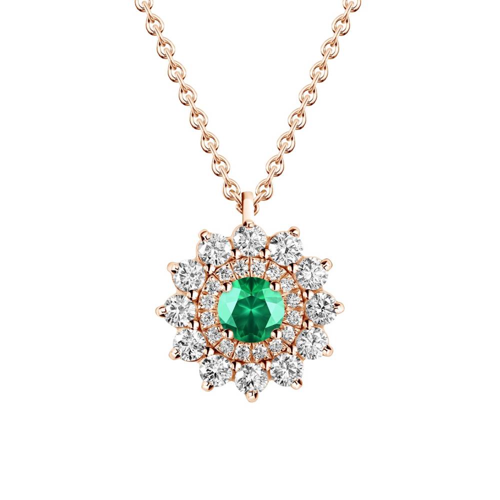 Pendant Rose gold Emerald and diamonds Lefkos 2