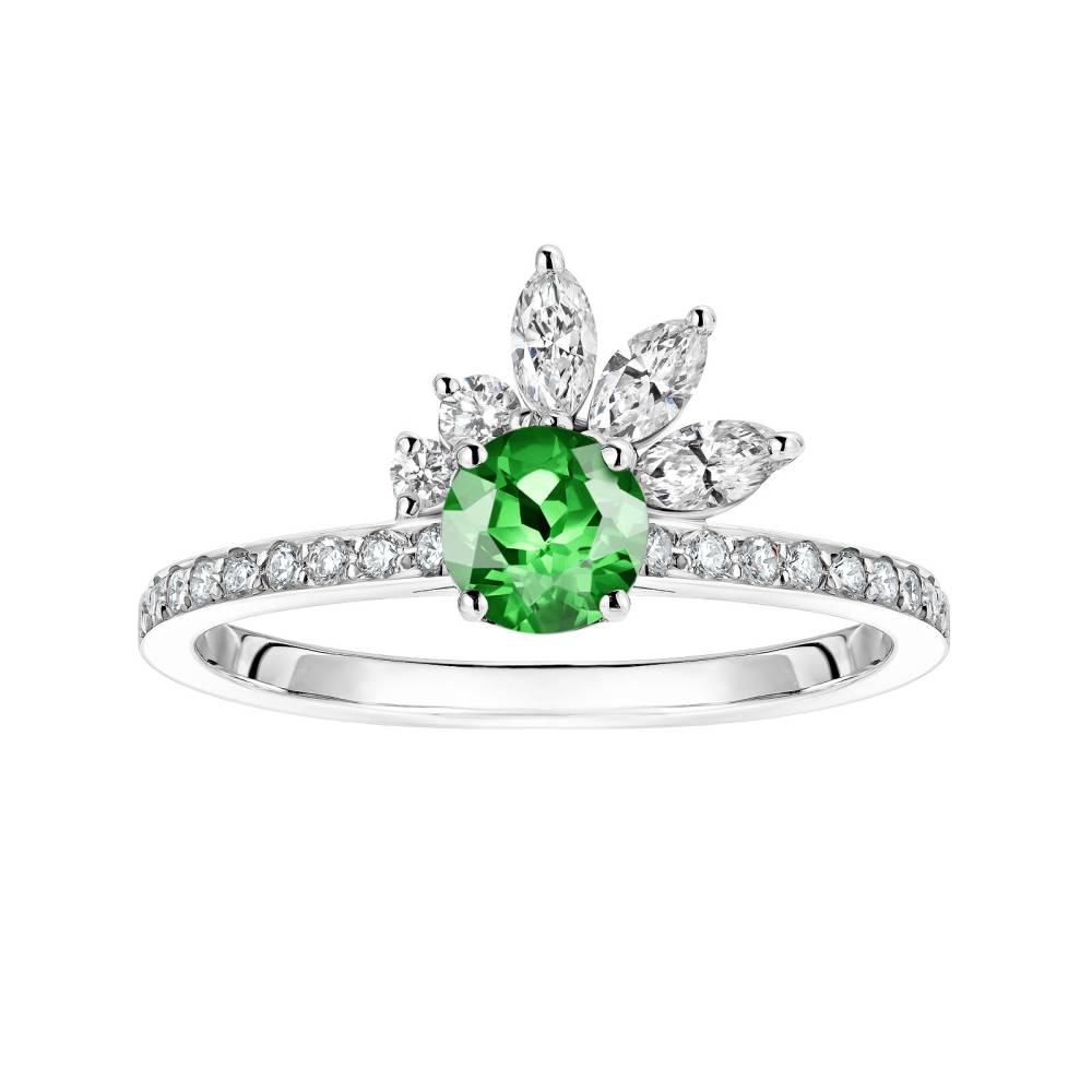 Bague Platine Tsavorite et diamants Little EverBloom Pavée 2