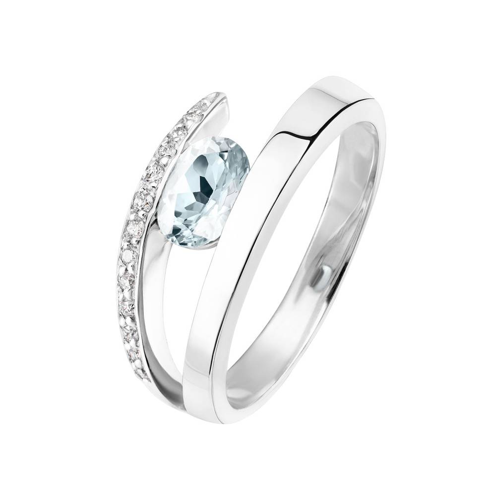 Bague Or blanc Aigue-marine et diamants Ananta 2