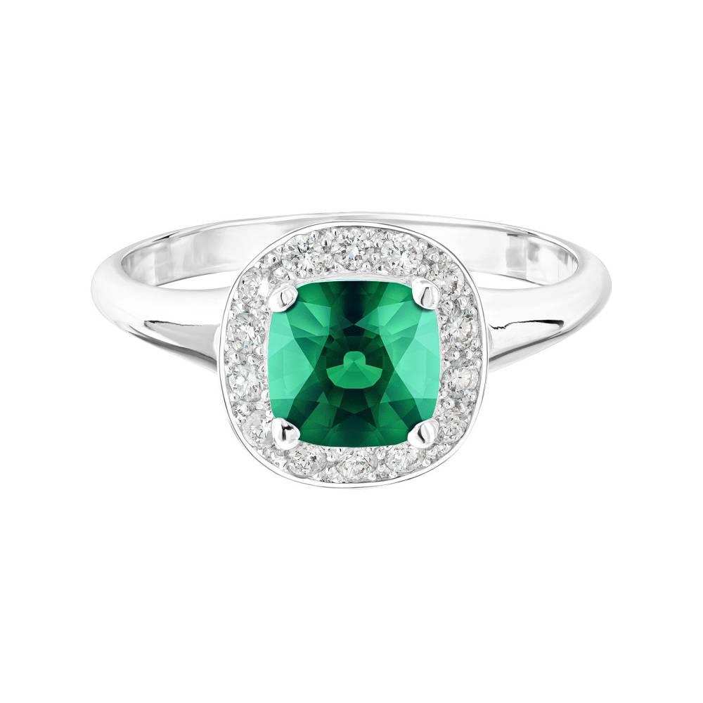 Ring White gold Emerald and diamonds Mada 2