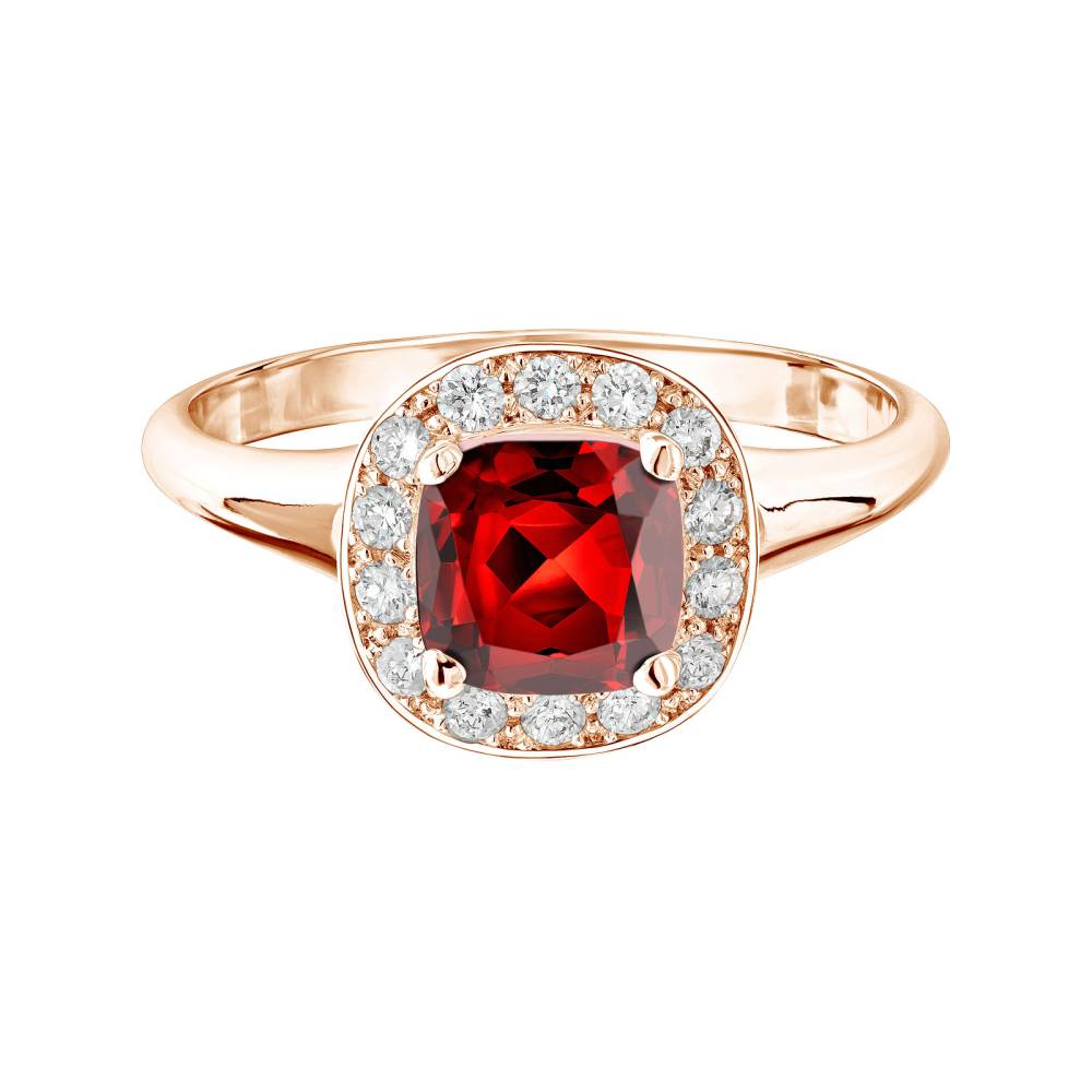 Ring Roségold Granat und diamanten Mada 2