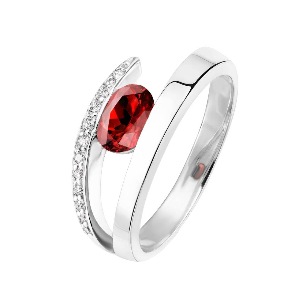 Ring White gold Garnet and diamonds Ananta 2