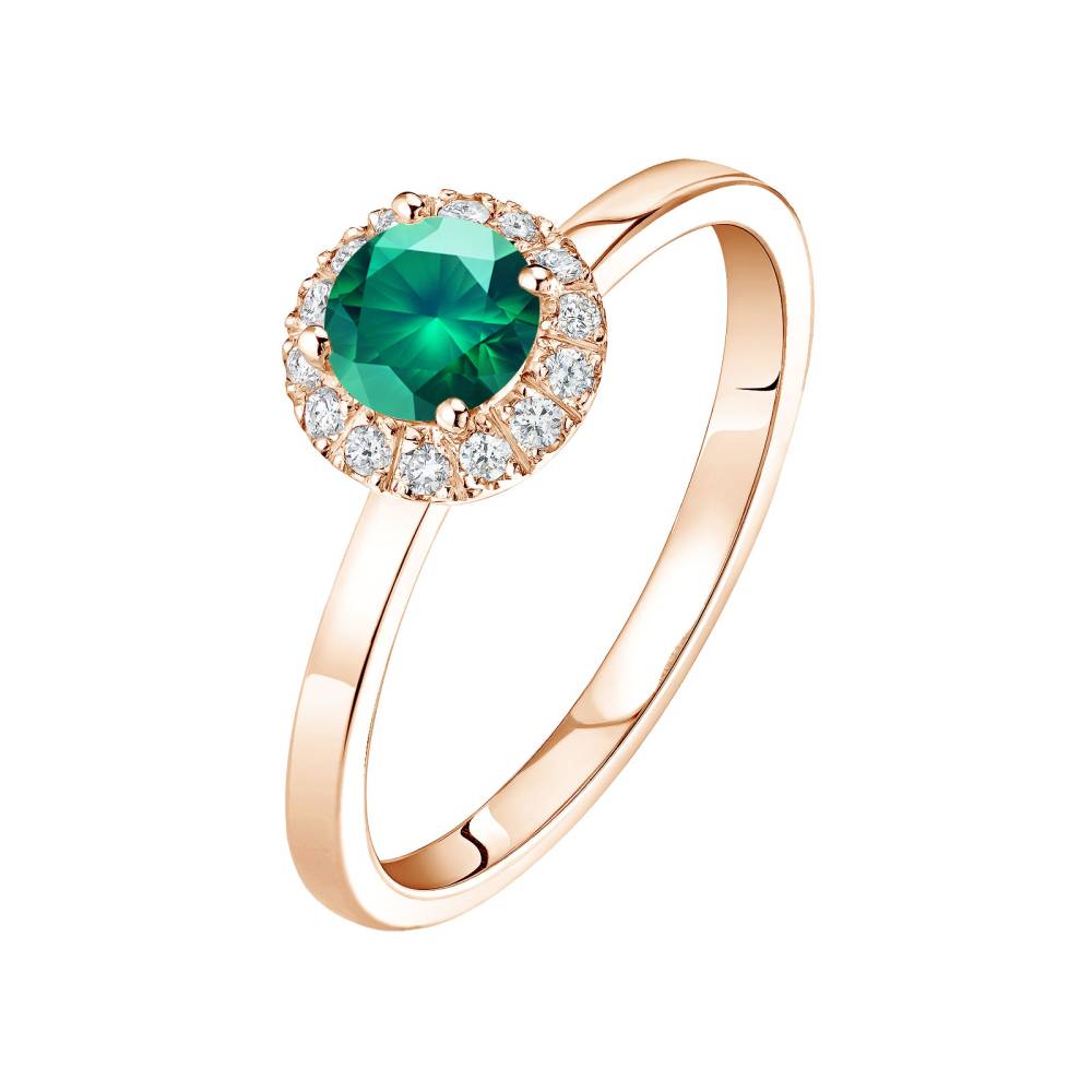 Ring Rose gold Emerald and diamonds Rétromantique M 2