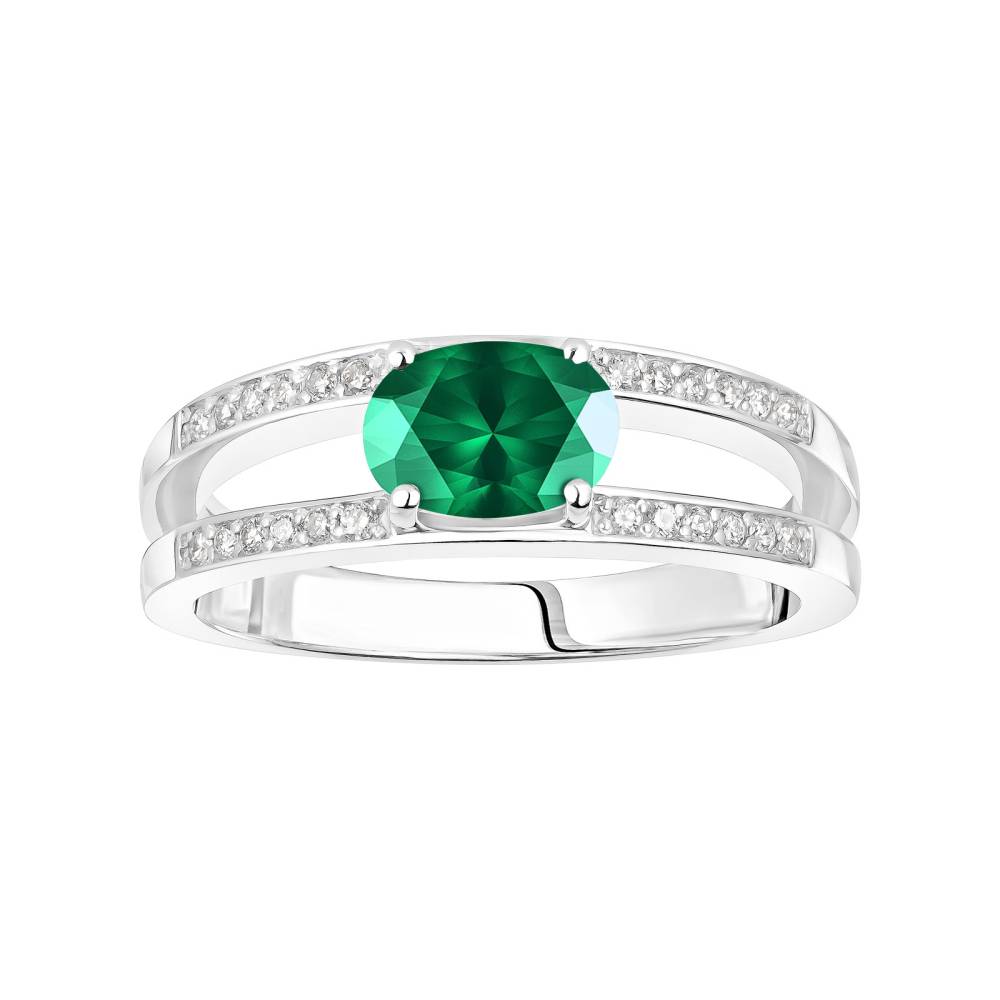 Ring White gold Emerald and diamonds Cassandra 2