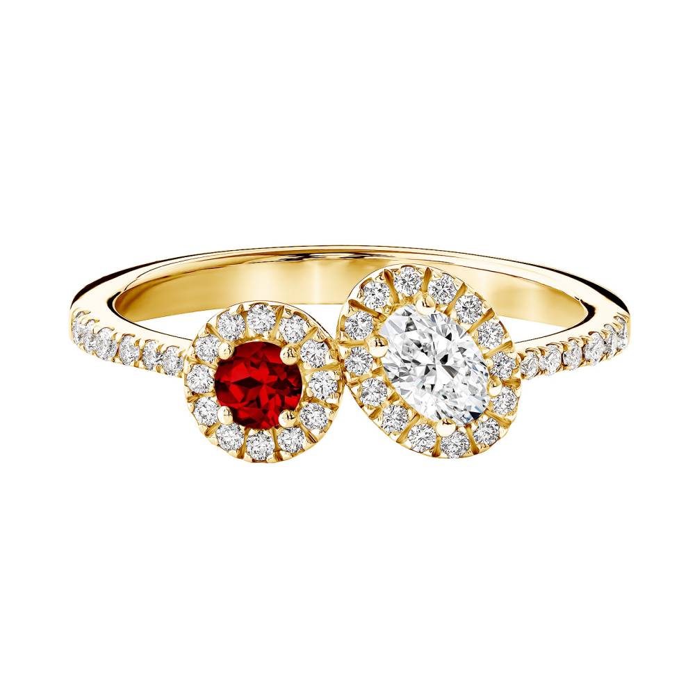 Ring Yellow gold Garnet and diamonds AlterEgo Ovale 2