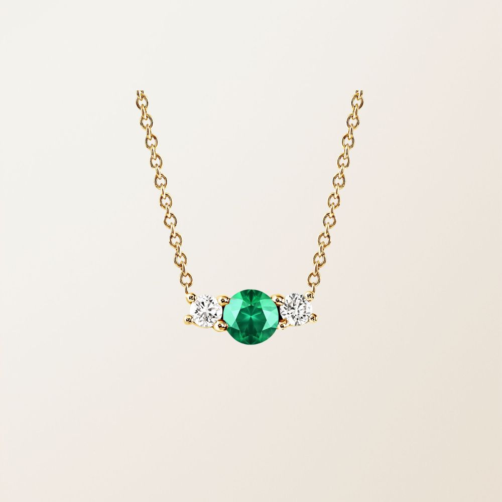 Pendentif Or jaune Emeraude et diamants Lady Duo 2
