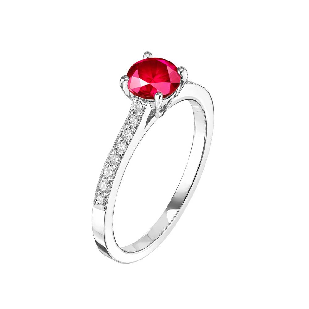 Ring White gold Ruby and diamonds Lady Pavée 2