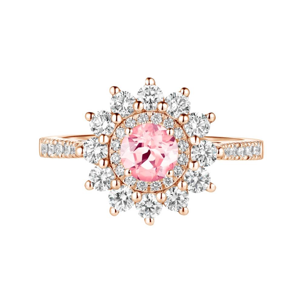 Ring Roségold Turmalin und diamanten Lefkos 5 mm Pavée 2