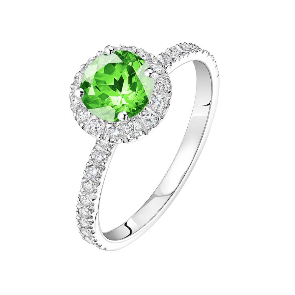 Bague Platine Tsavorite et diamants Rétromantique L Pavée 2