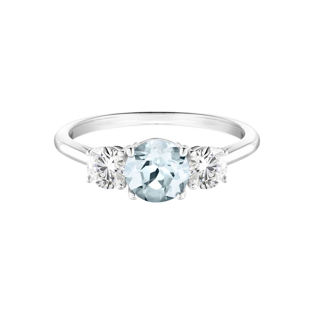 Bague Or blanc Aigue-marine Little Lady Duo 2