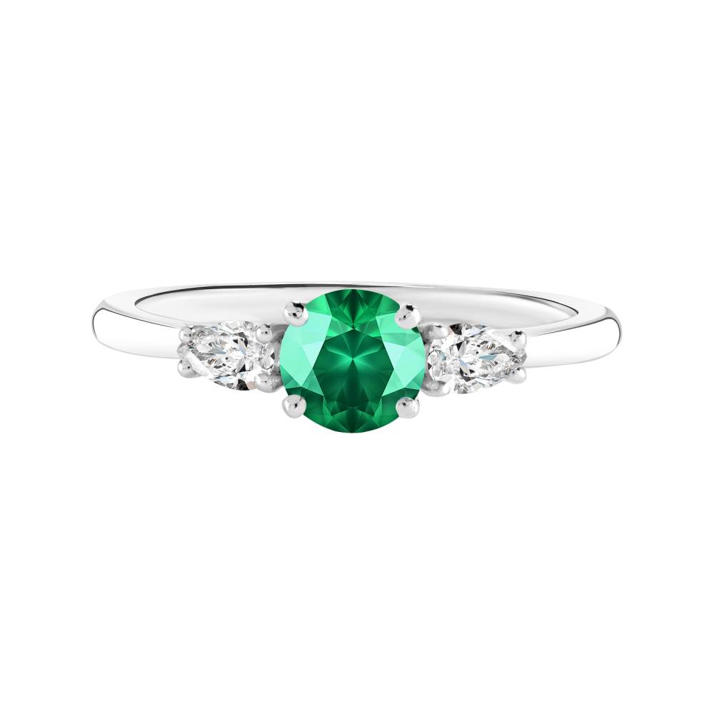 Ring White gold Emerald and diamonds Little Lady Duo de Poires 2