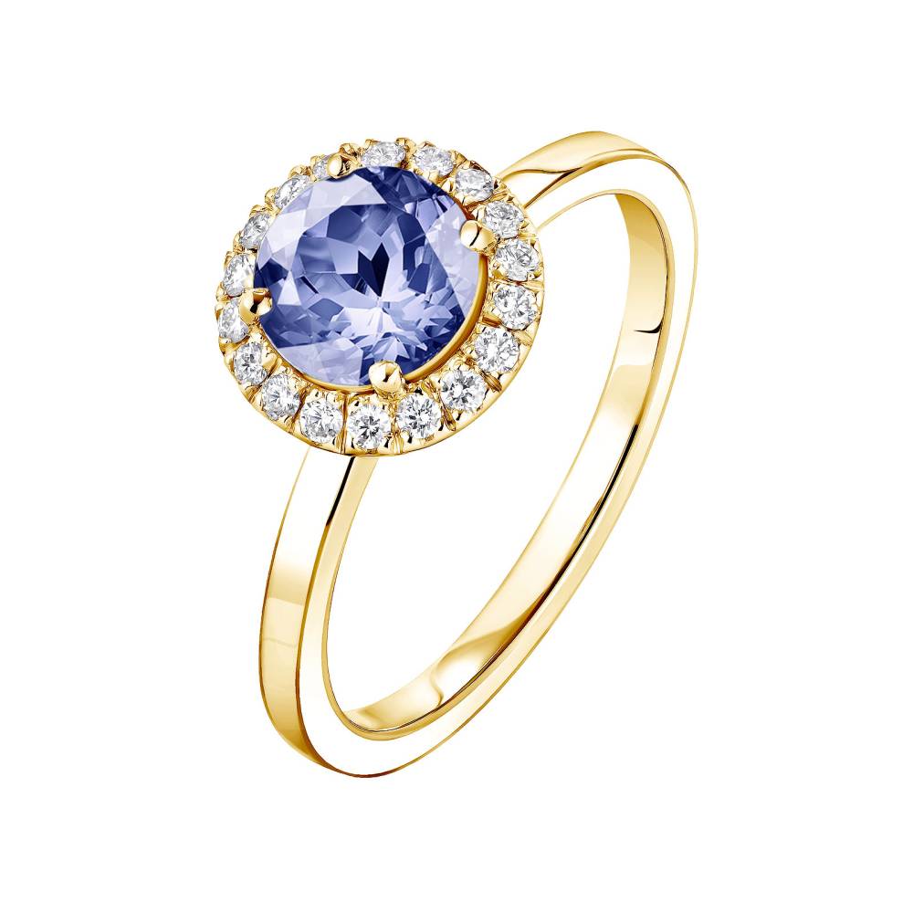 Bague Or jaune Tanzanite et diamants Rétromantique L 2