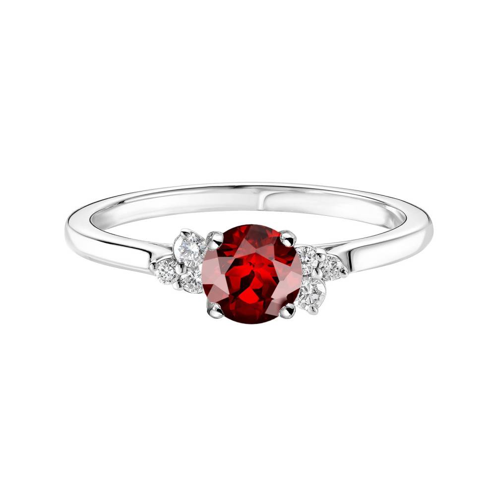 Ring White gold Garnet and diamonds Baby EverBloom 5 mm 2