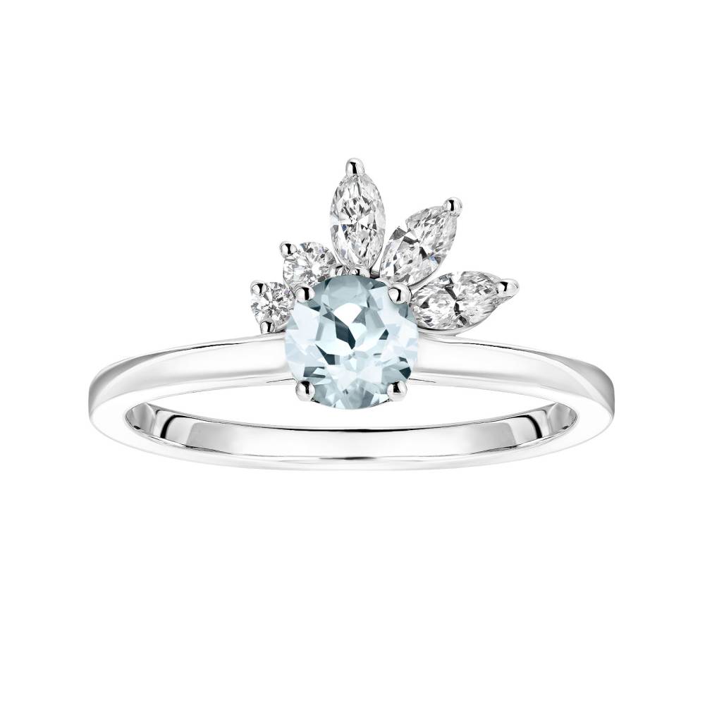 Bague Platine Aigue-marine et diamants Little EverBloom 2