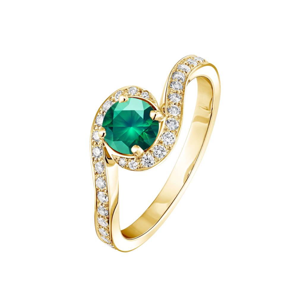 Bague Or jaune Emeraude et diamants Amelia 2