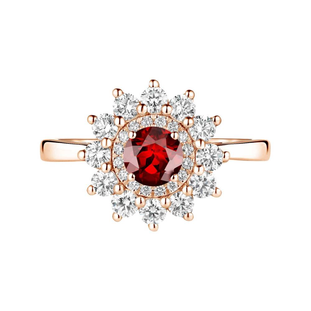 Ring Rose gold Garnet and diamonds Lefkos 5 mm 2