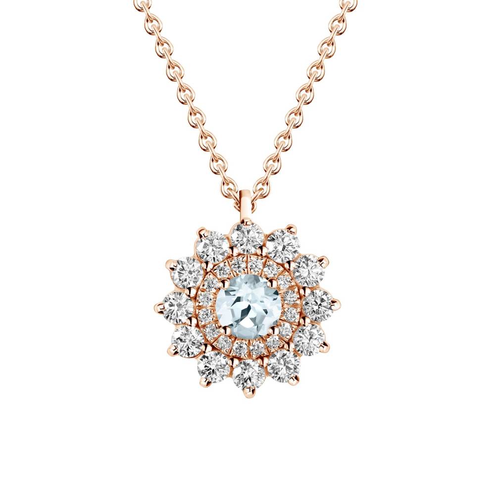 Pendant Rose gold Aquamarine and diamonds Lefkos 2