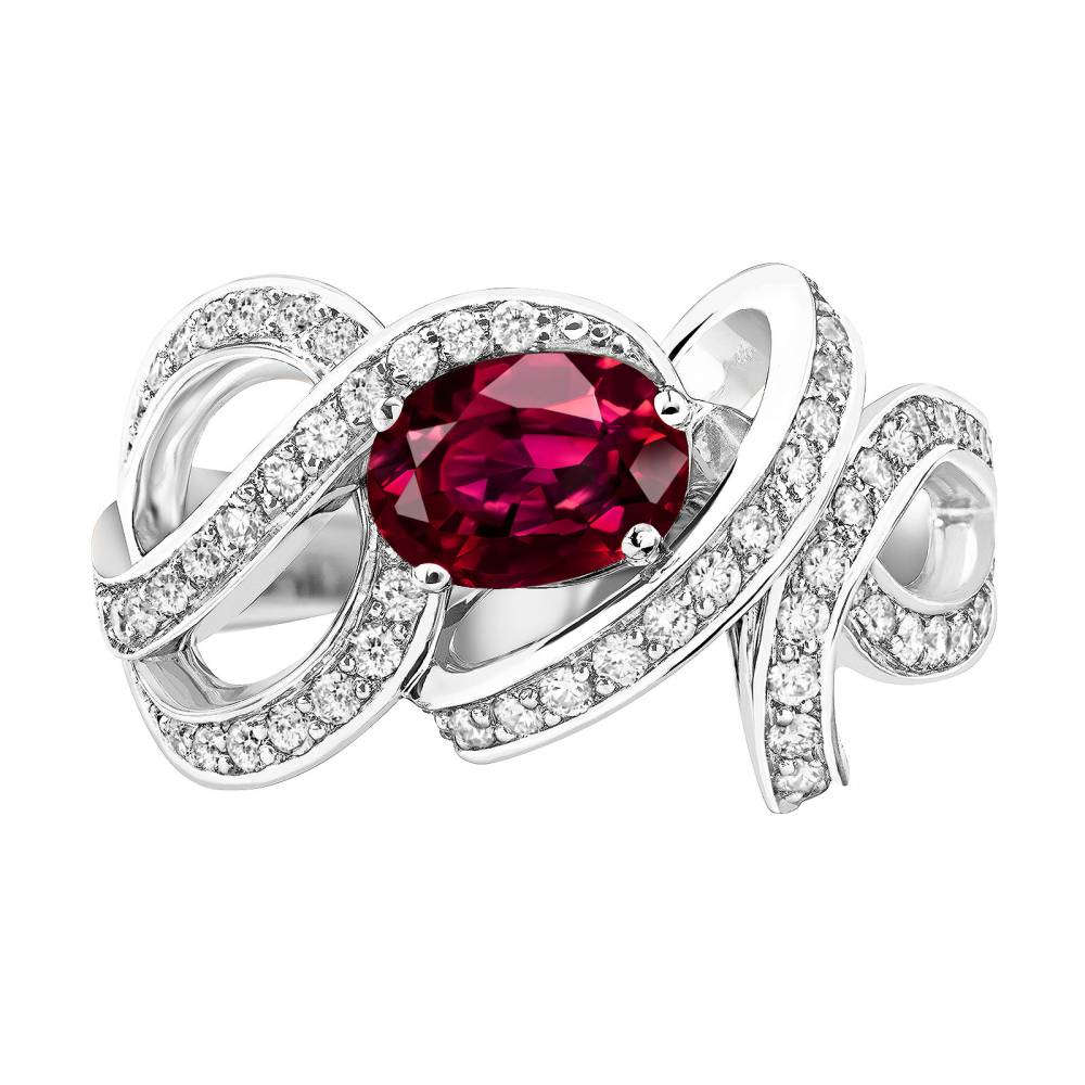 Bague Or blanc Rubis et diamants Olympia 2