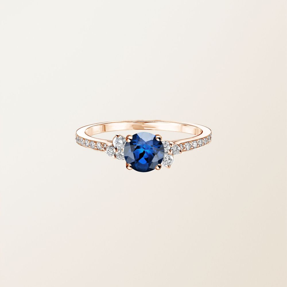 Bague Or rose Saphir et diamants Baby EverBloom 5 mm Pavée 2