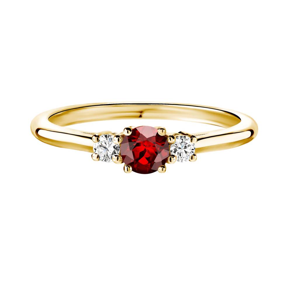 Ring Yellow gold Garnet and diamonds Baby Lady Duo 2